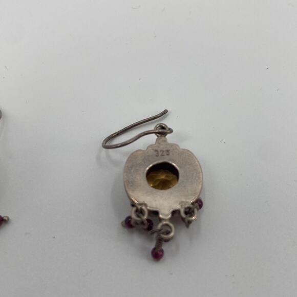 Sterling Silver yellow topaz boho earrings - Picture 3 of 4